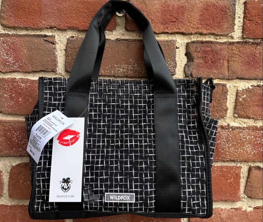 Wildfox Mesh Tote Bag Crossbody Strap Black Travel Gym Beach NEW